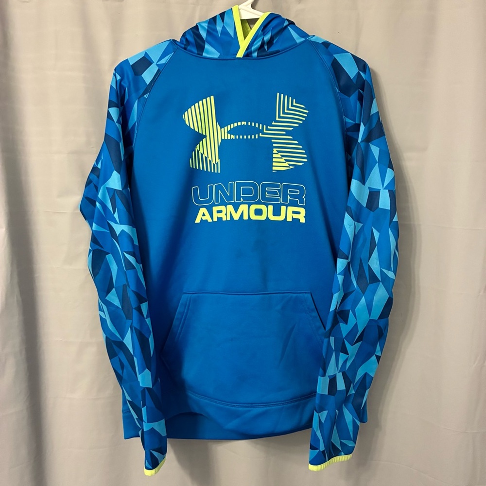 Under Armour Blue Hoodie with Neon Yellow Logo